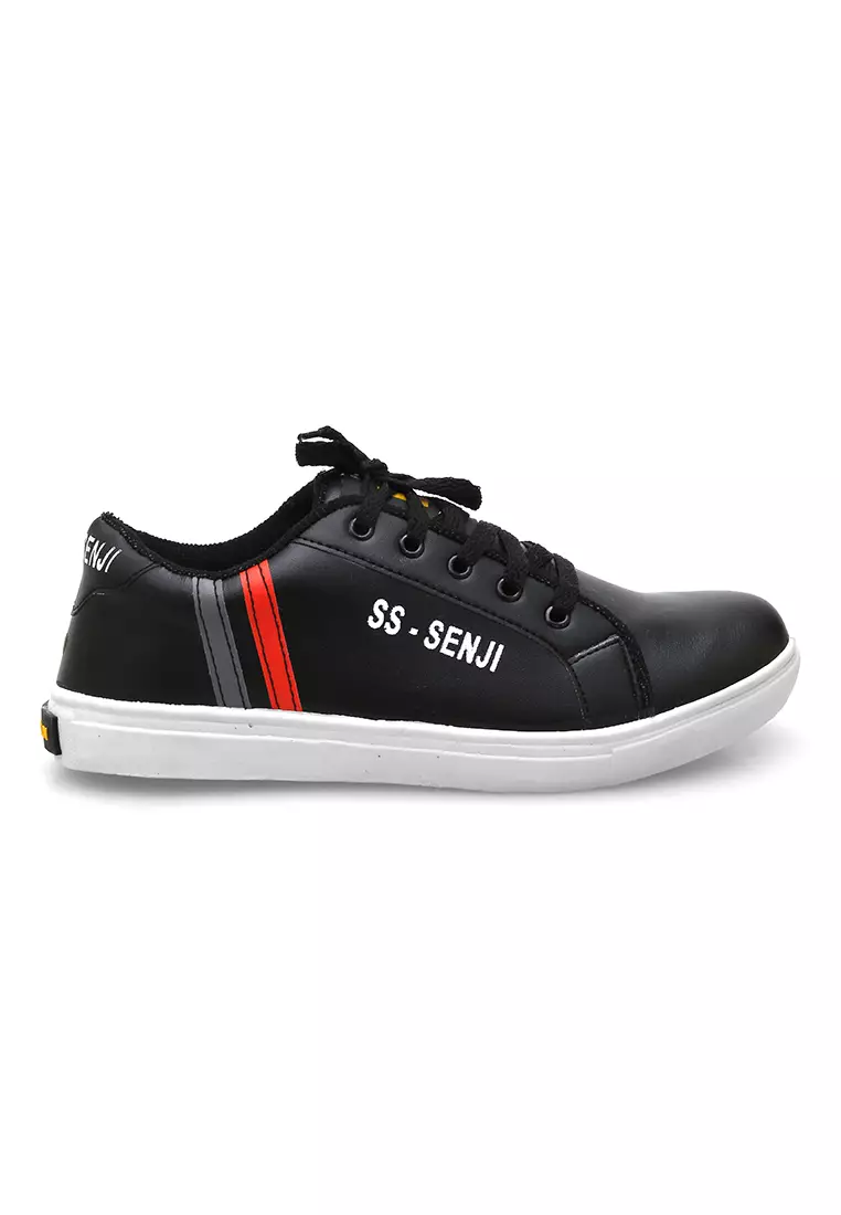 Anando Sepatu Sneakers Pria Casual Shoes Simple Design Material PU Leather ORIGINAL - Black