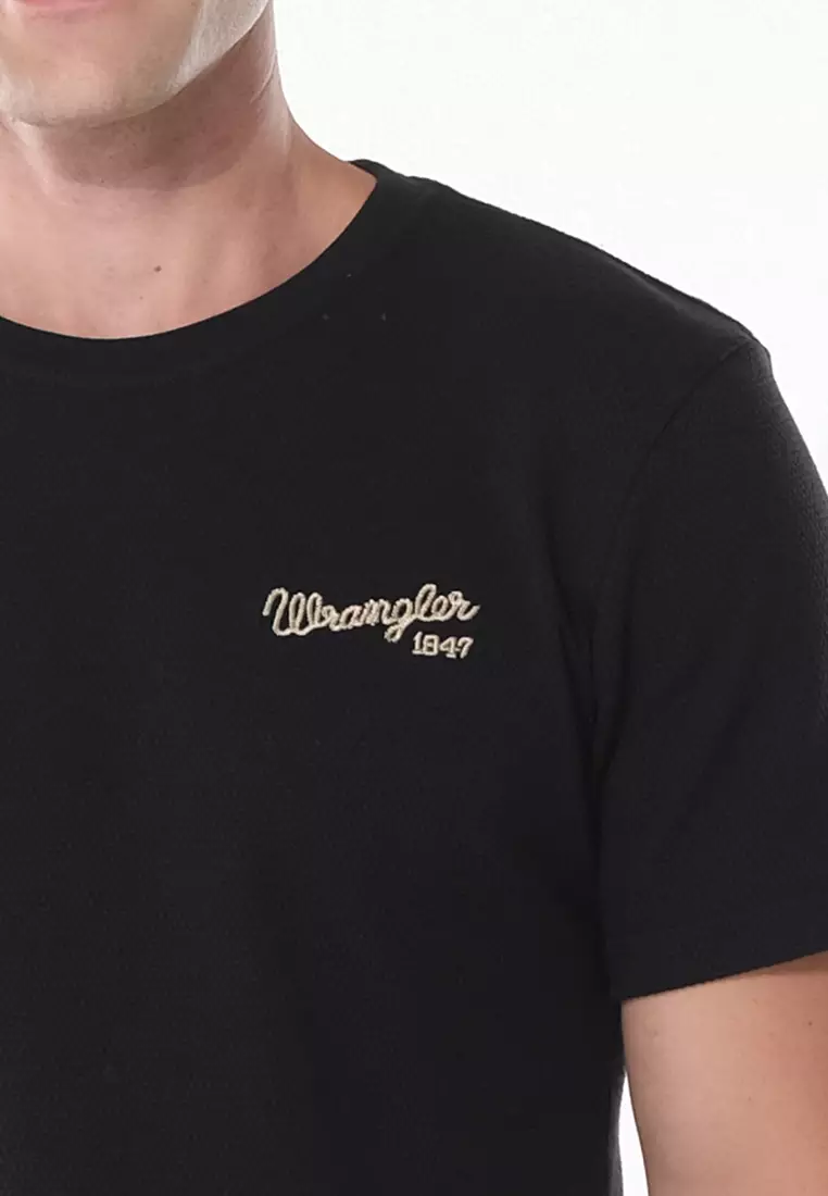 Plain Logo T-Shirt for Men in Black Color