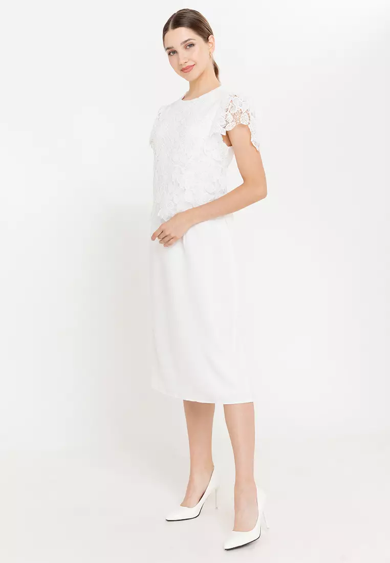 Ceriza Midi Lace Top Twofer Dress