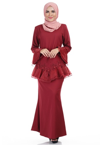 Deandra Kurung with Layered Frill from Ashura in Red