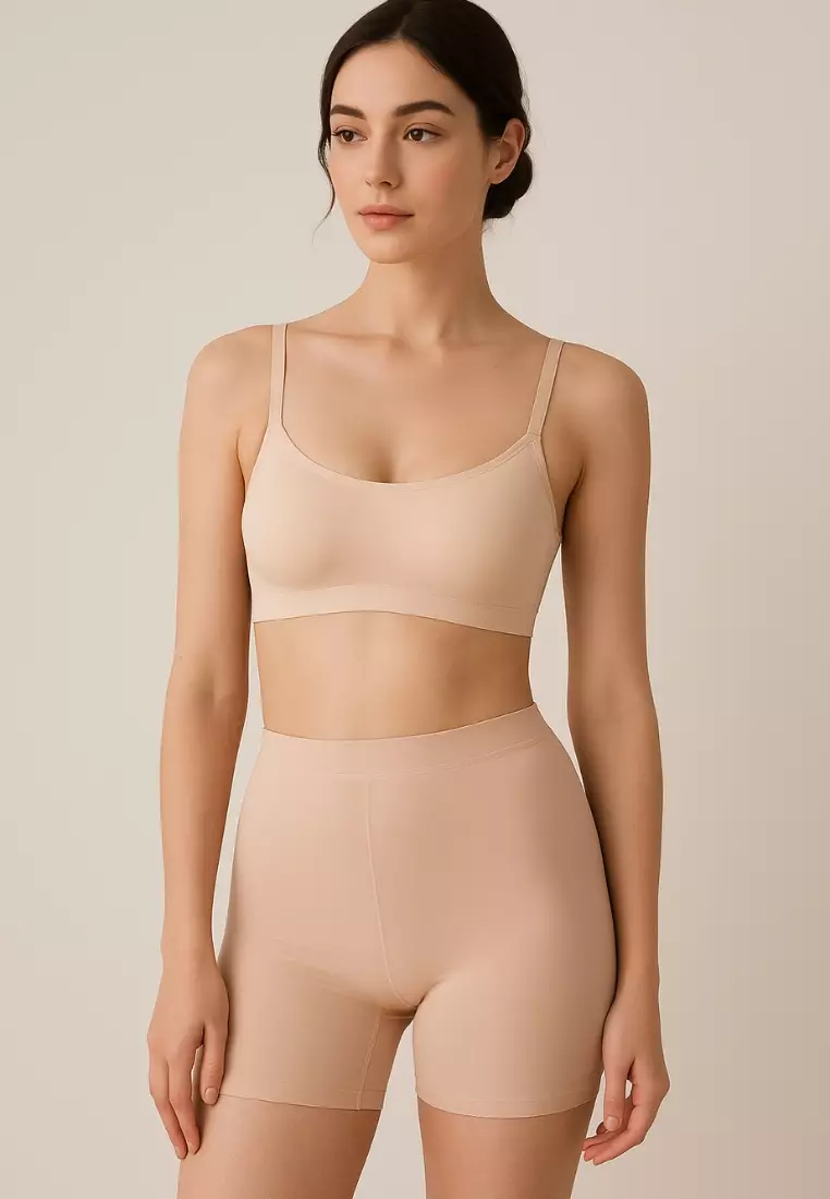 2 Pack Miranda Mid Rise Seamless Safety Shorts Panties in Nude and Black