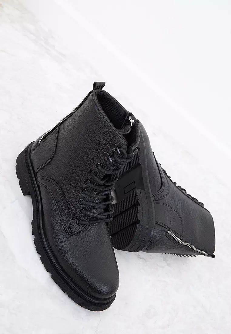Round Toe Combat Boots