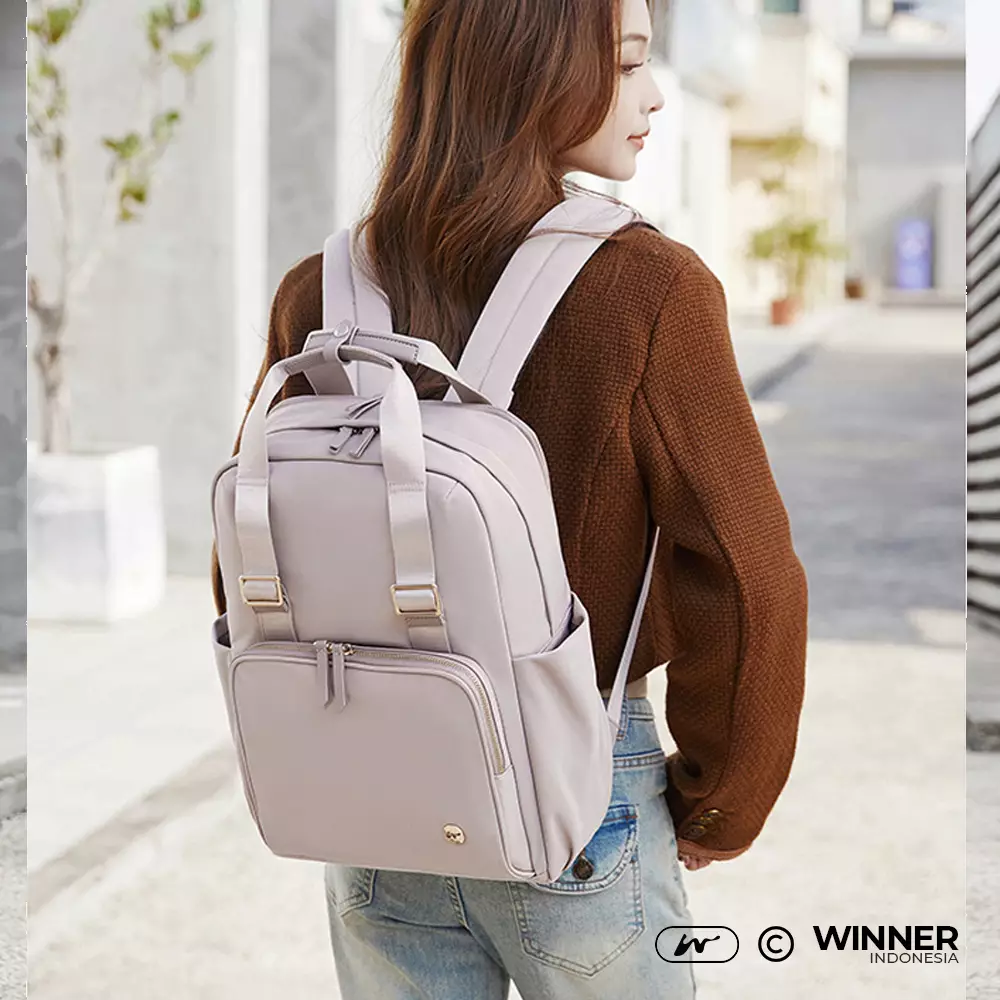 WINNER Tas Ransel Laptop 14 inch Oxford Anti-Air Backpack Korean Style (T14-018-6130) - Warna Light-Pink 14 inch