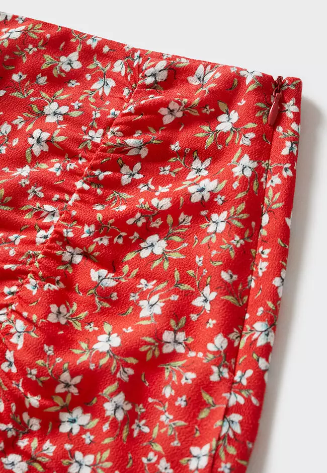 Teens Ruffle Flower Print Mini Skirt