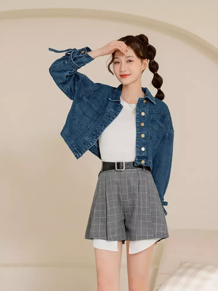 Buy OBSTYLE Faux Two-Piece Plaid A-Line Skirt Shorts [BA7339] 2025