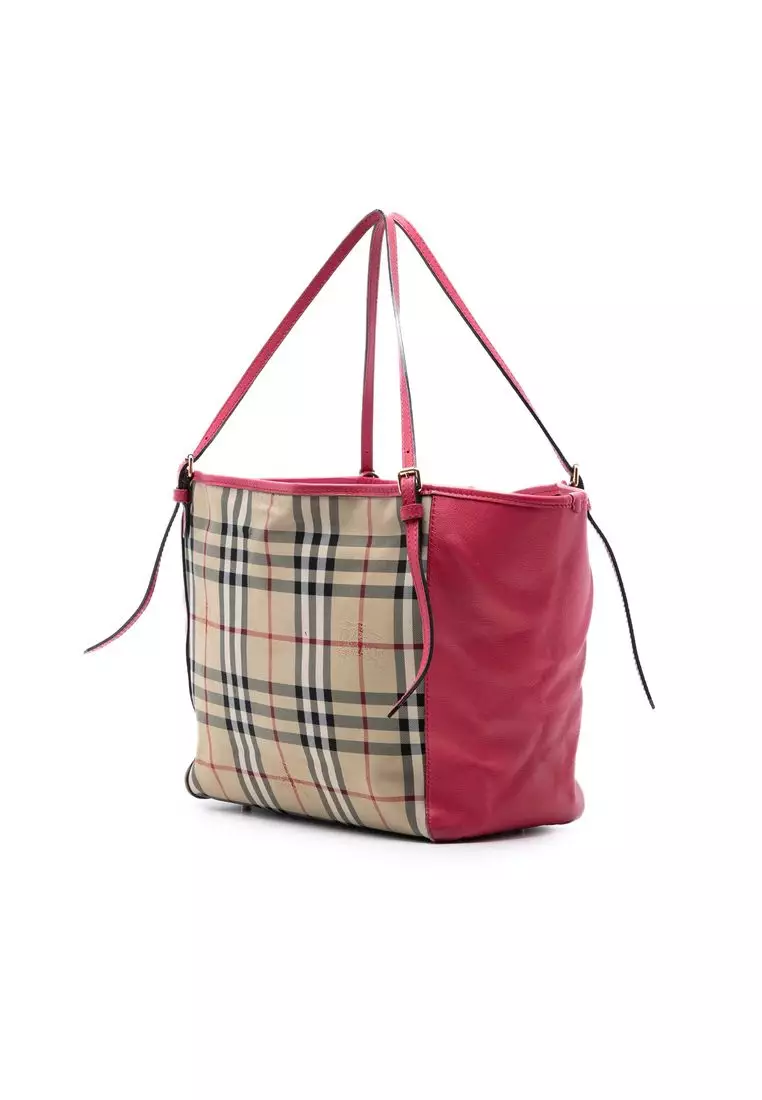 Pre-Loved Burberry Small Haymarket Check Canvas And Leather Canterbury Tote