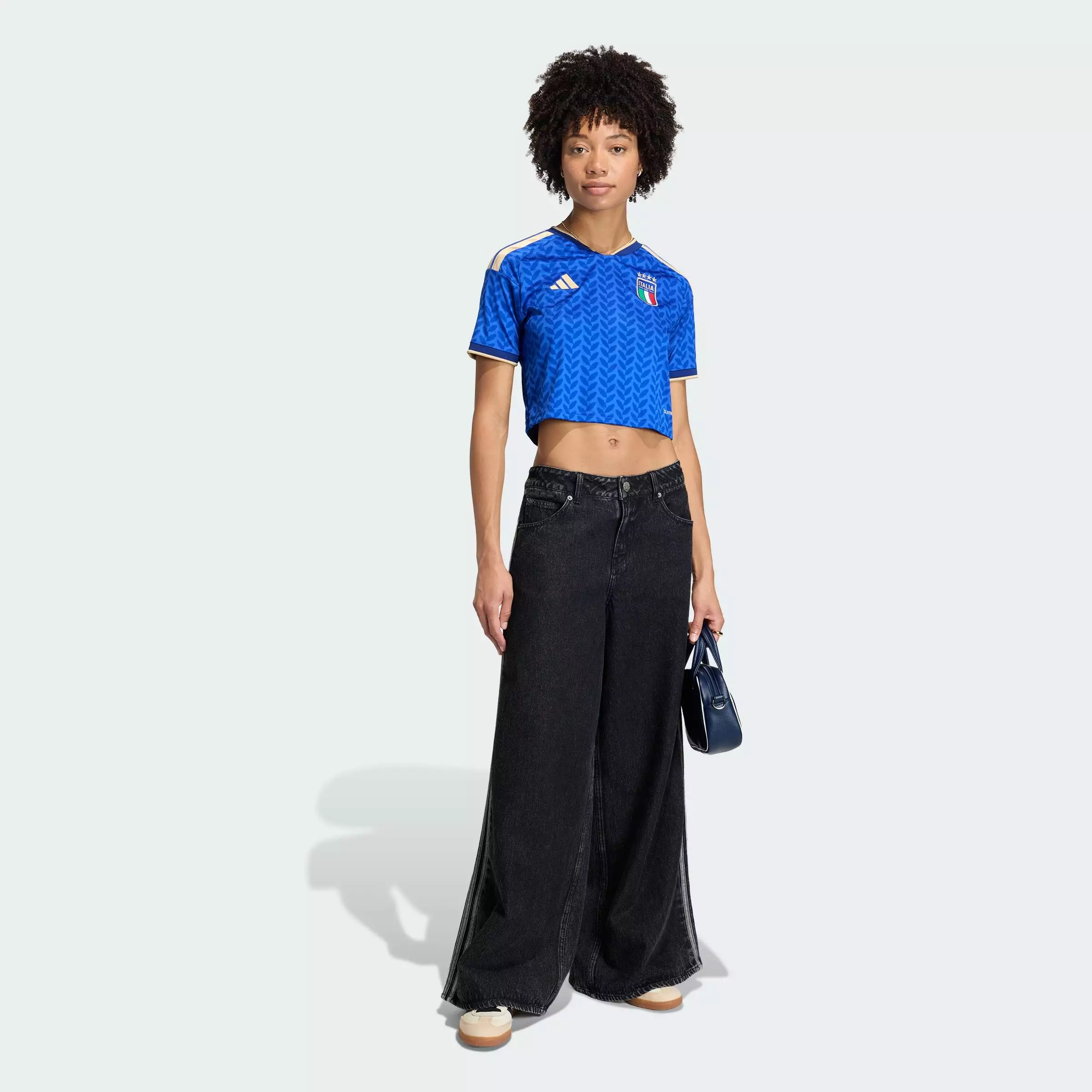 Football Italy 26 Home Cropped Jersey Women Blue KE8081