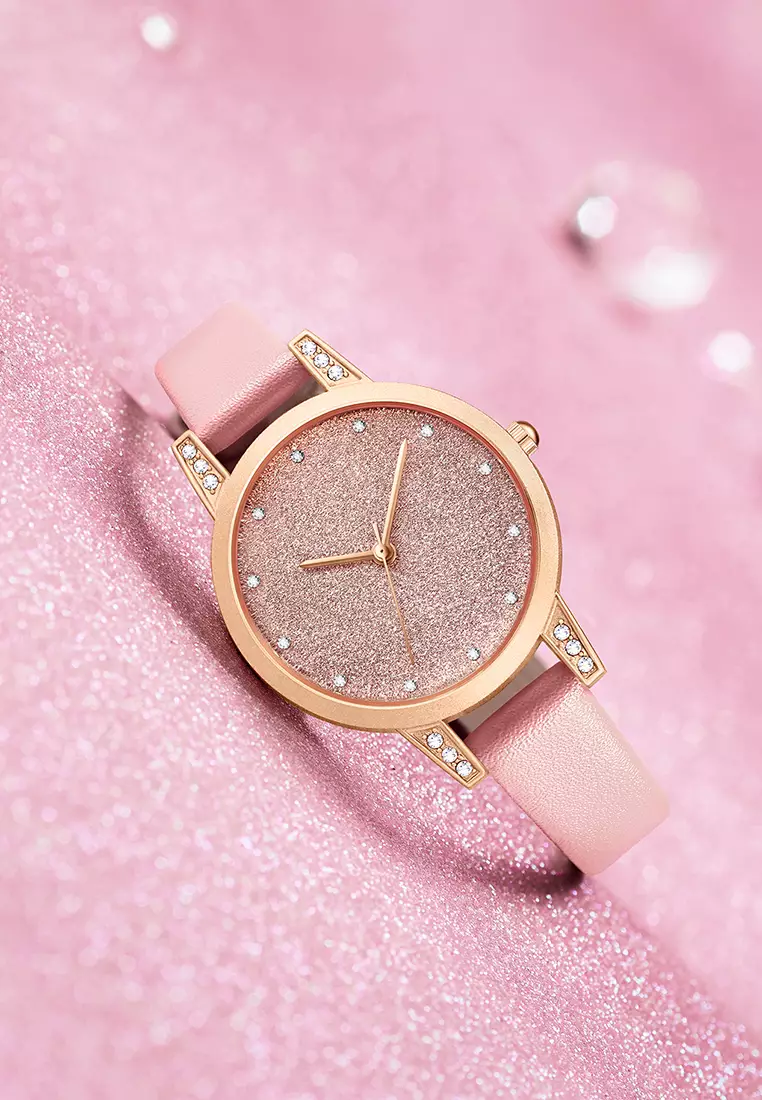 Jam Tangan Wanita Simple Tali kulit Kuarsa 3ATM Anti Air Wanita