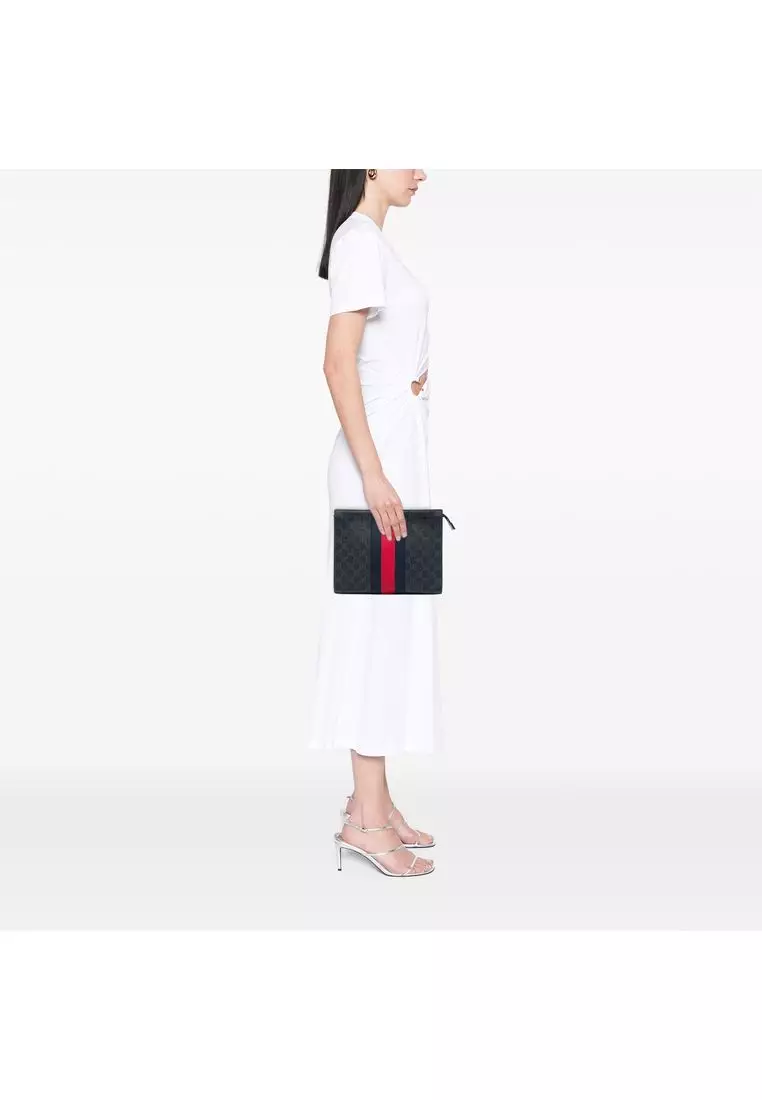 Pre-Loved Gucci Gg Supreme Web Clutch