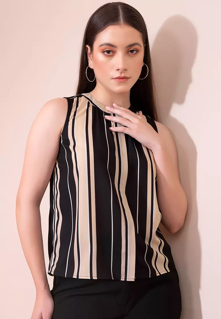 Black Striped Sleeveless Top