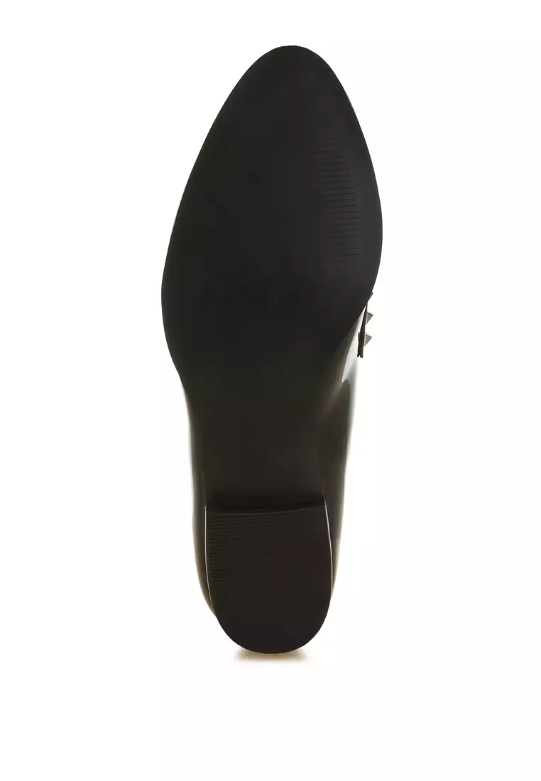 Patent Pleather Penny Loafers in Black