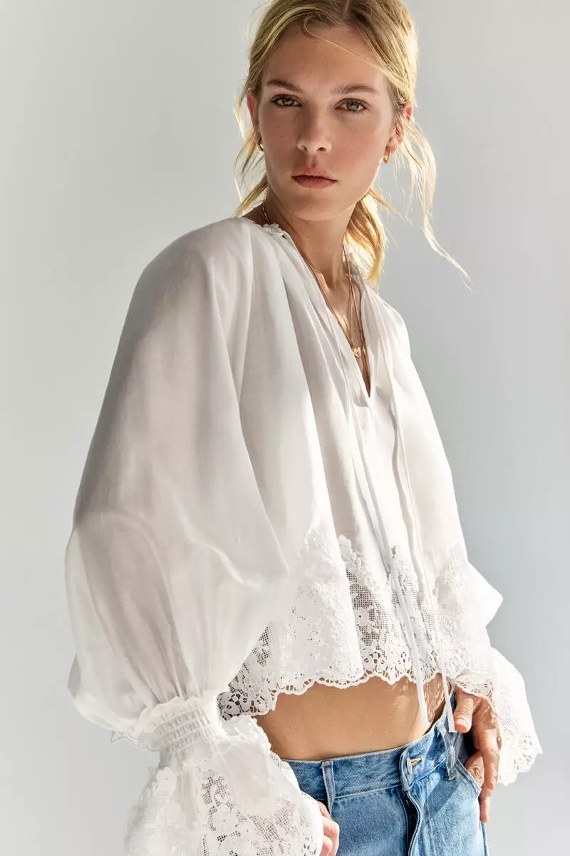 Lace-trimmed blouse