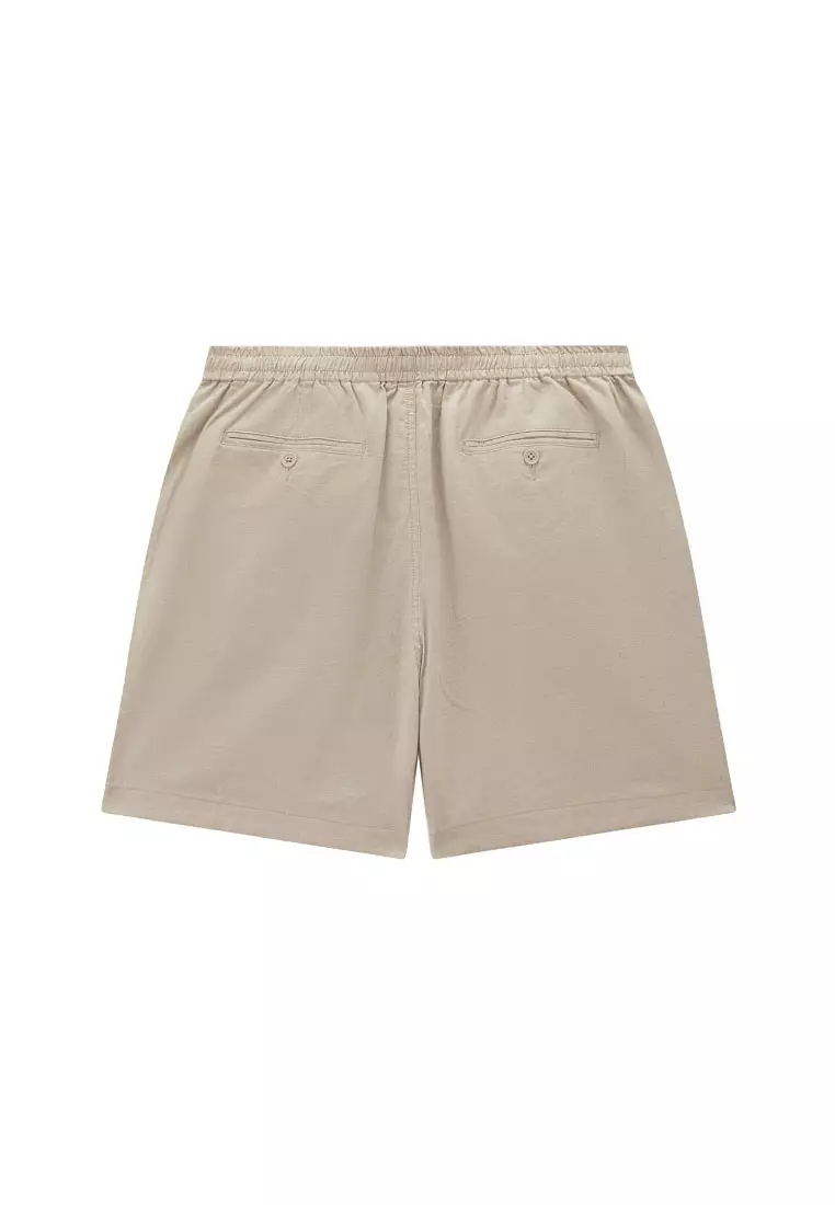 Korea Collection Men's Linen Cotton Elastic Waist Shorts 01106597