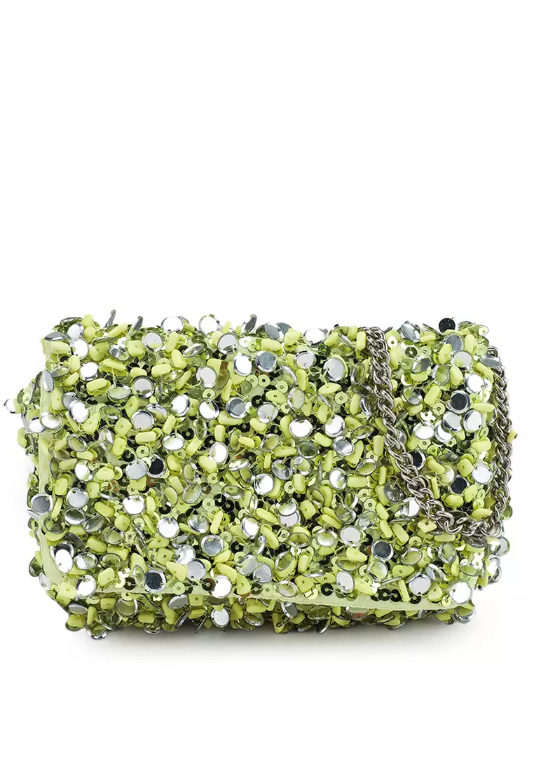 green clutch bag zara