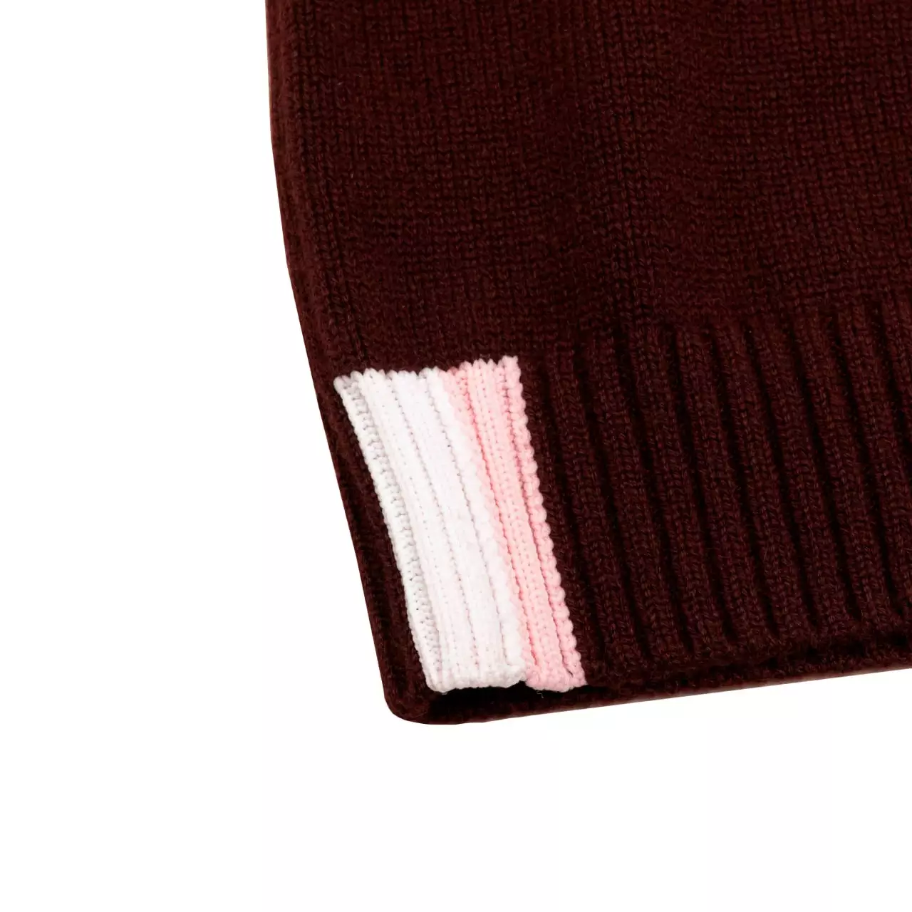 Cashmere Sweater with Contrast Intarsia Details Burgundy