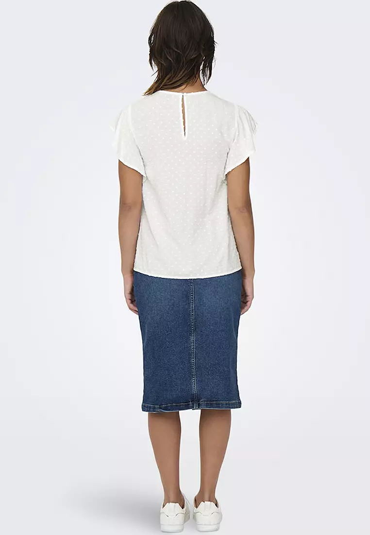 Short Sleeve Frill Woven Top