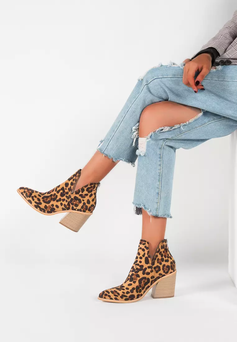 women's leopard ankle boots