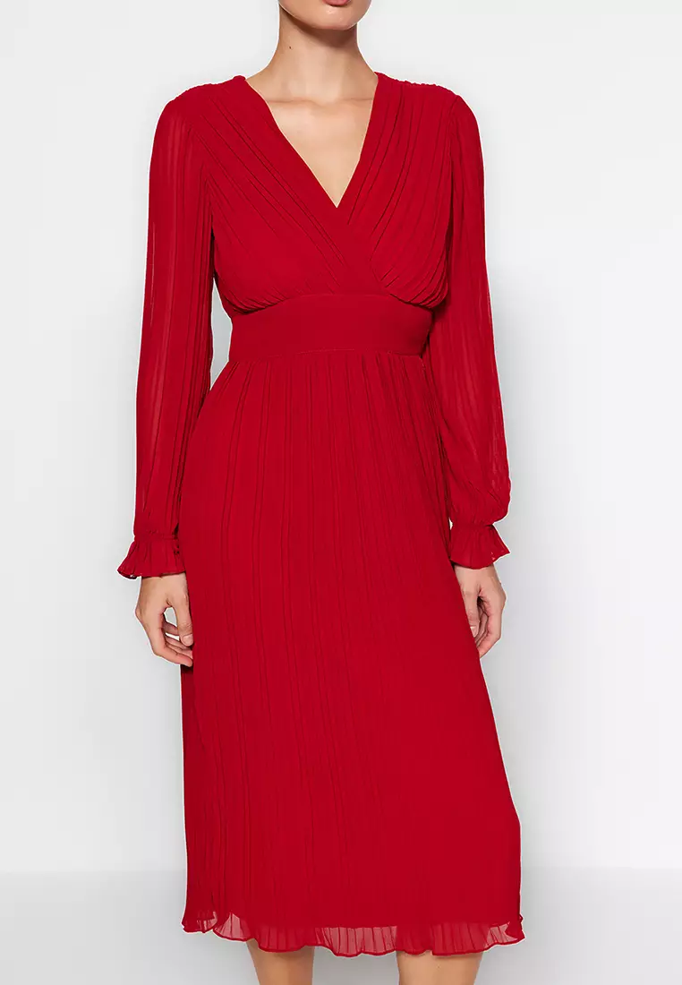 Pleated Midi Dress
