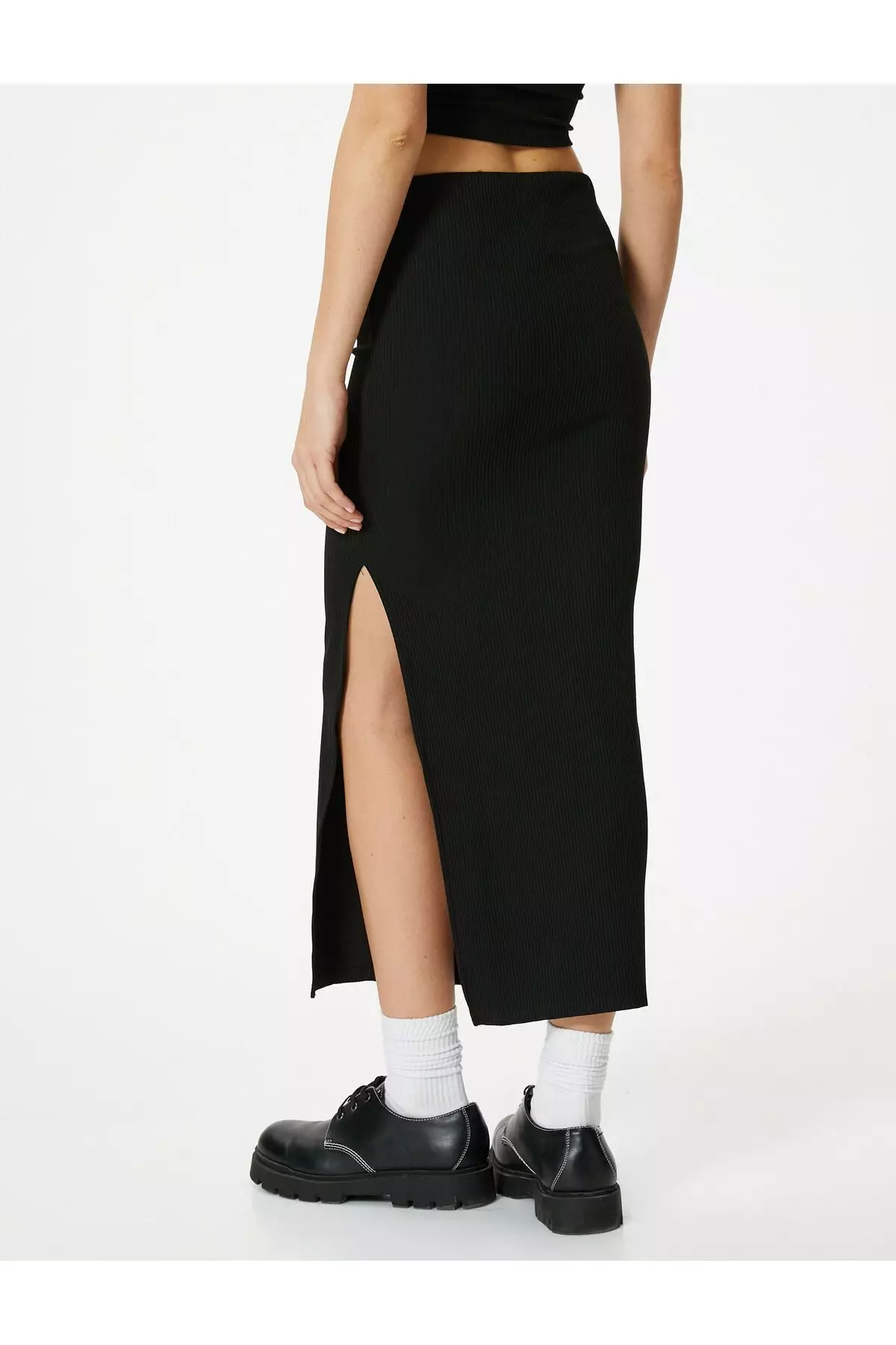 Long Pencil Skirt High Waist Ribbed