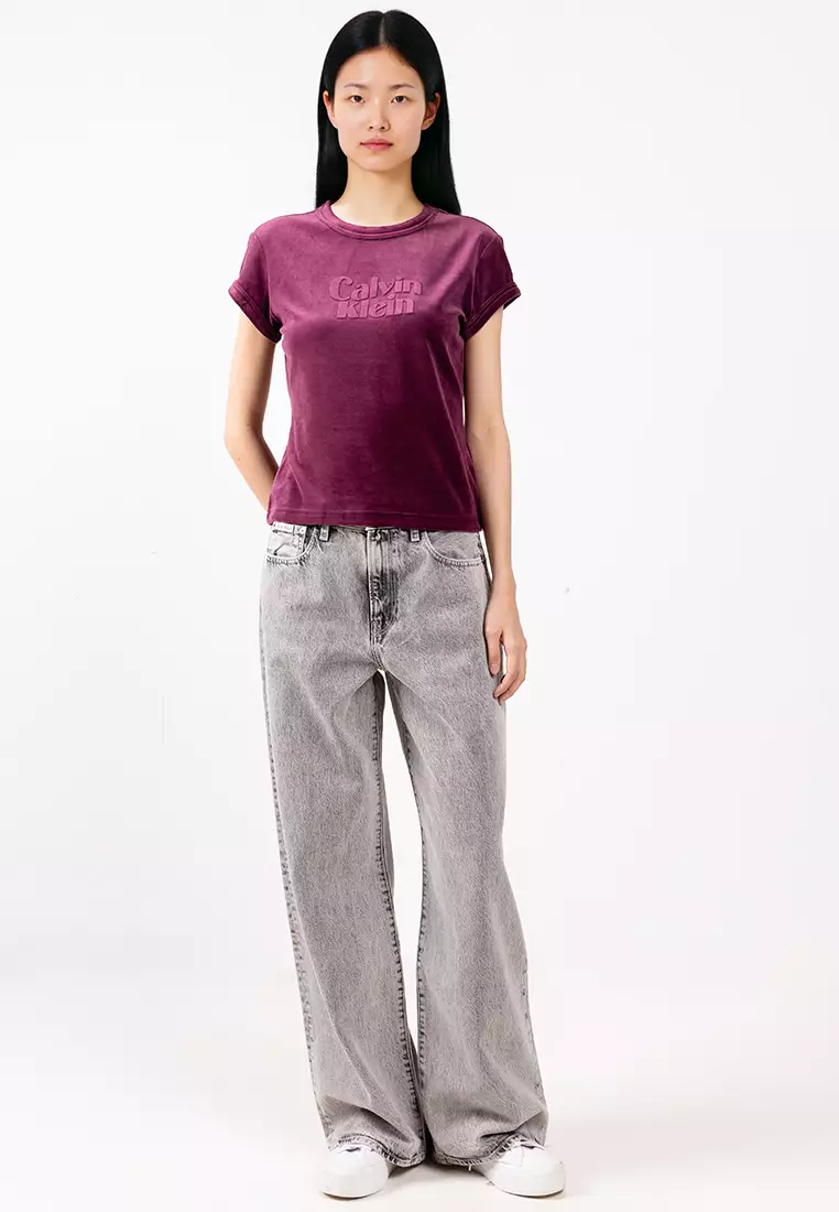 Velour Embossed Logo Graphic Slim T-Shirt - Calvin Klein Jeans - Calvin Klein Jeans