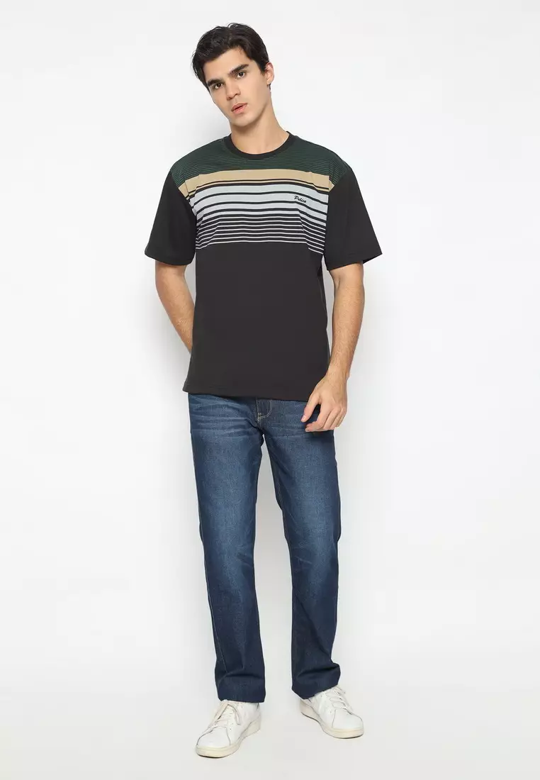 POLICE T-Shirt Cotton Sablon Bordir Premium Tebal Pria 43009