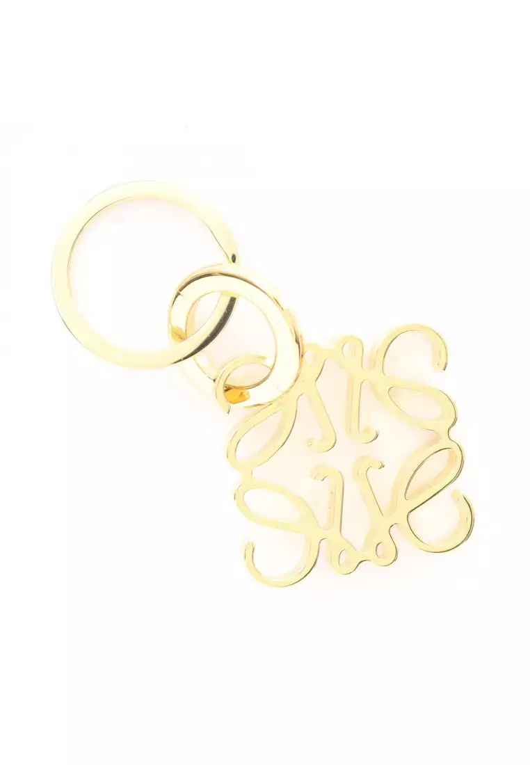 Pre-Loved LOEWE Anagram key ring bag charm key ring GP gold