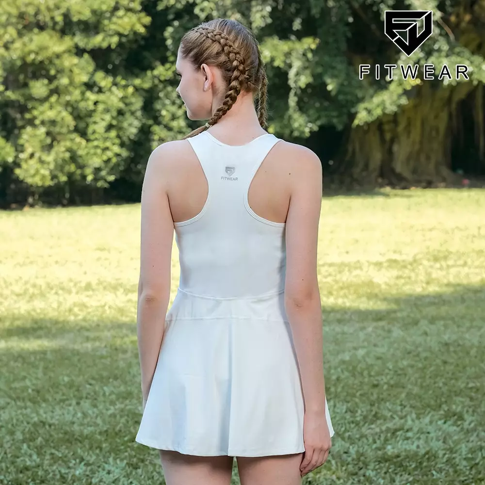 Fitwear - Dress With Sportbra & Inner Olahraga Wanita DEVINA TENNIS DRESS ZIP - WHITE