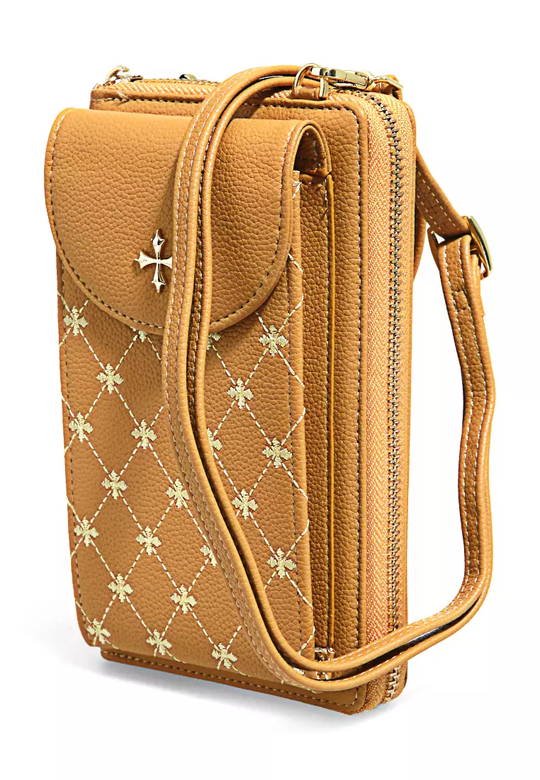 Tas Selempang Handphone Sling Bag Wanita Large Compartment Material Leather ORIGINAL