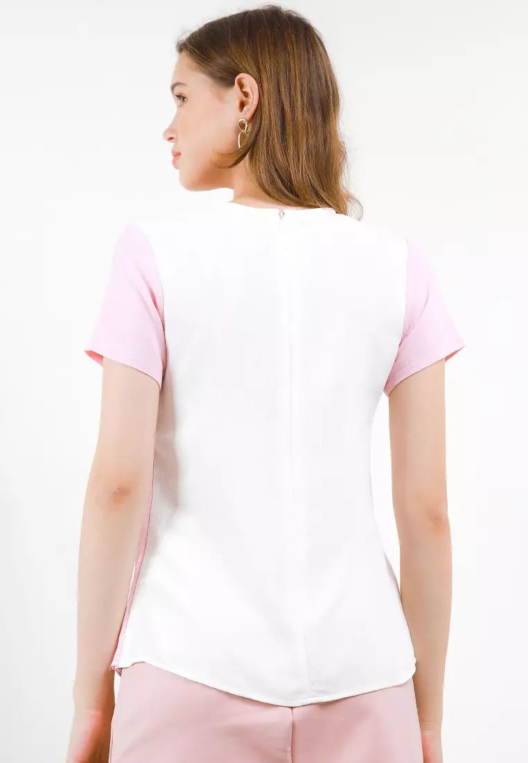 Ronna Blouse In Pink & Off White