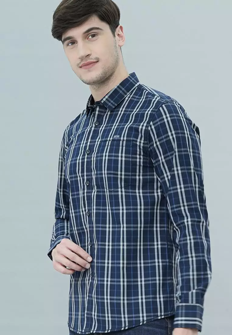 LGS - Kemeja Fashion - Lengan Panjang - Motif Kotak - Biru - JSH.390.S1079F.967.C-L/S