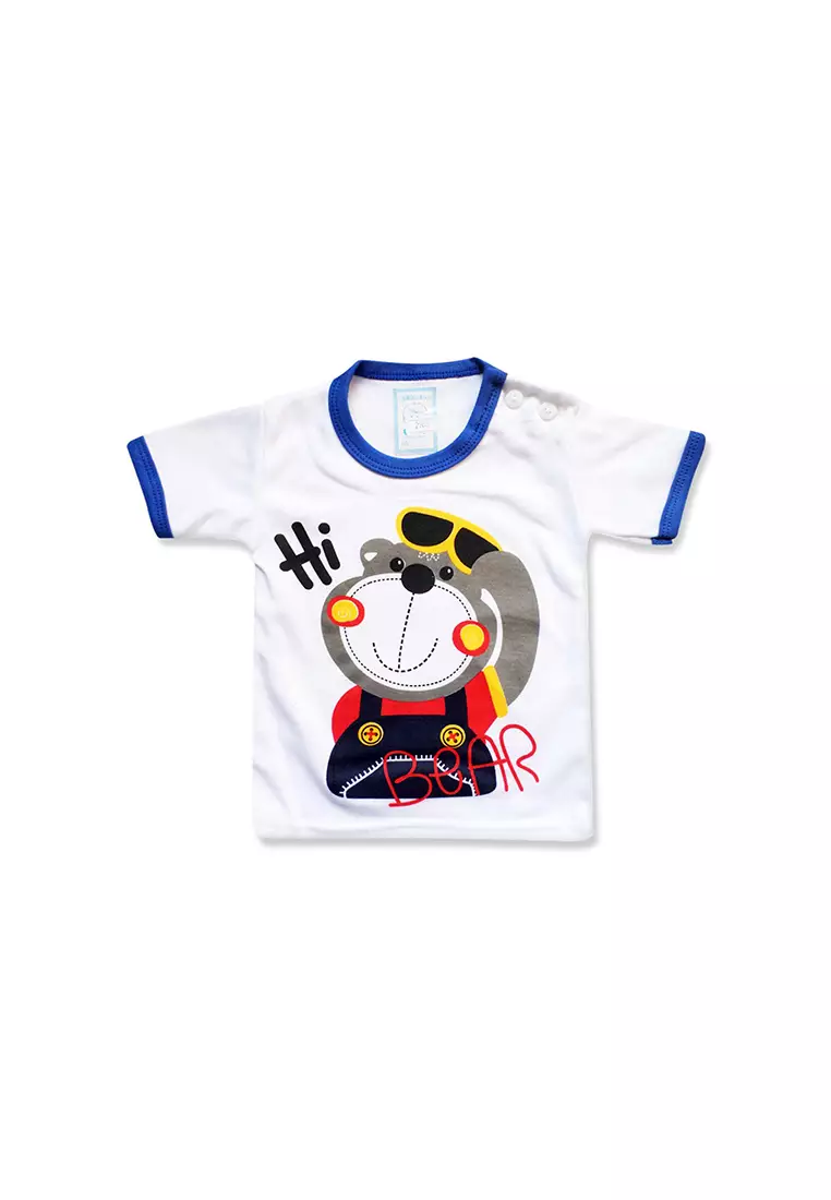 Skabe Pakaian Bayi Anak Laki Laki Baju Atasan Oblong Lengan Pendek Motif Hi Bear Setelan Celana Kaos All Size Baby Putih Untuk Usia 0 Sampai 6 Bulan 2988 Everyday Waka Kids Wakakids