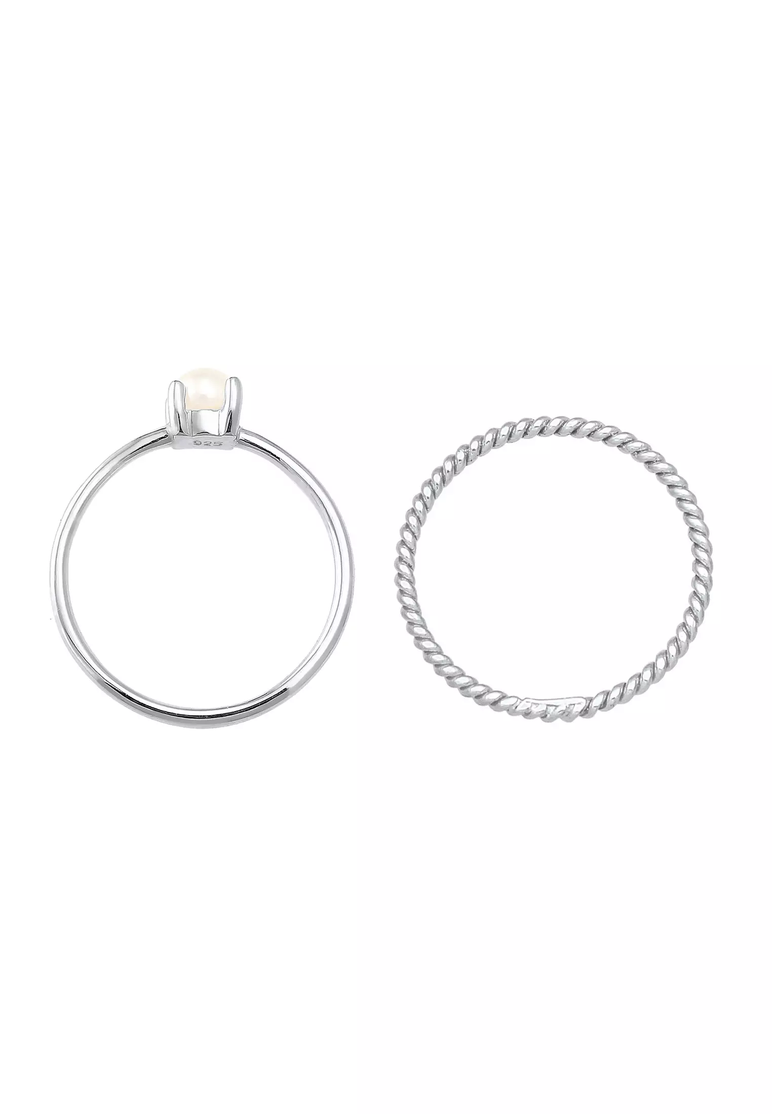 Ring Twisted Set Of 2 Freshwater Cultured Pearl