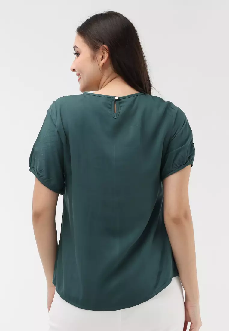 Single Twill Woven Short Sleeves Blouse