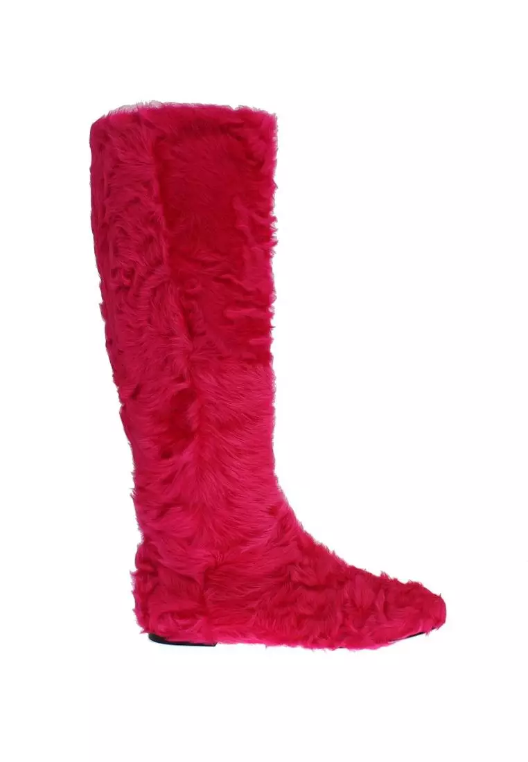 Hot pink flat boots sale