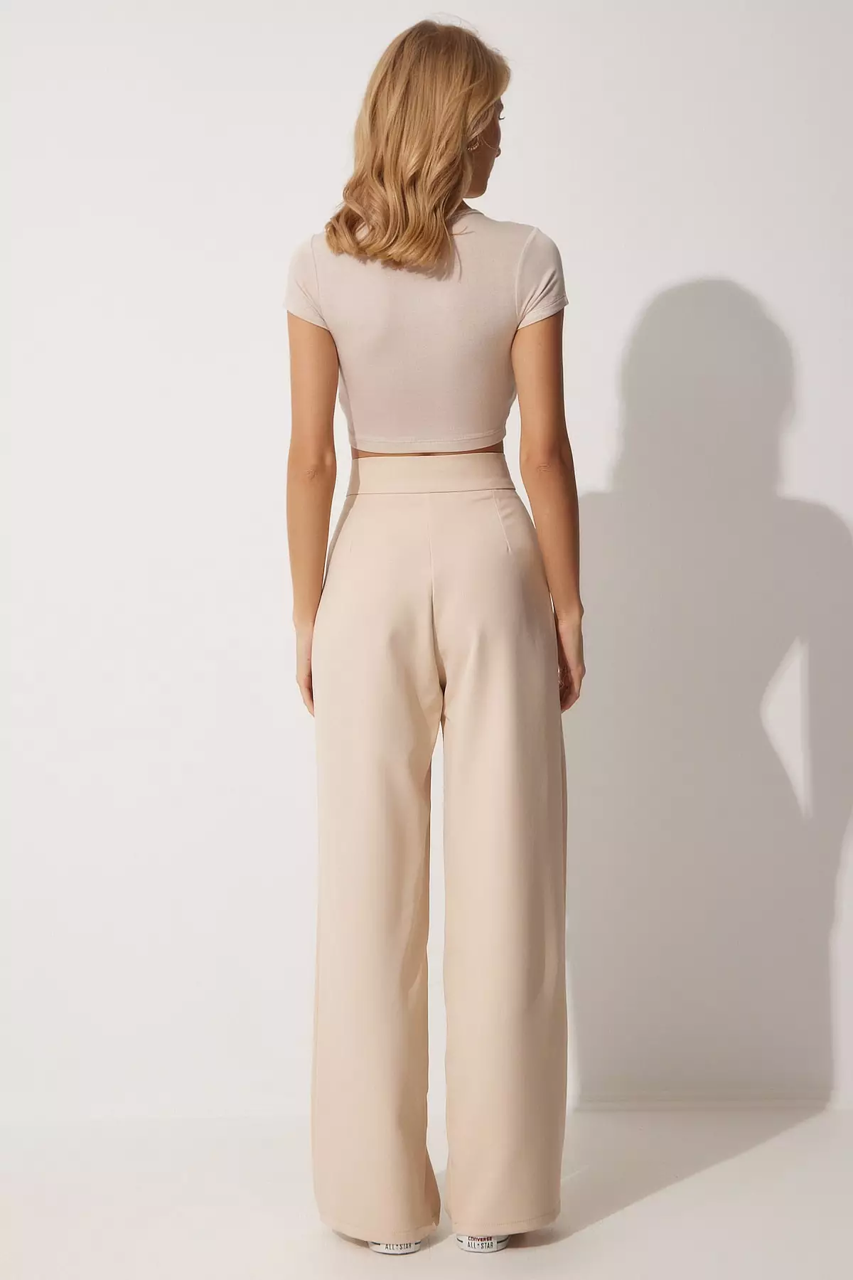 Buy Happiness Istanbul High Waist Pleated Pants in Beige 2024