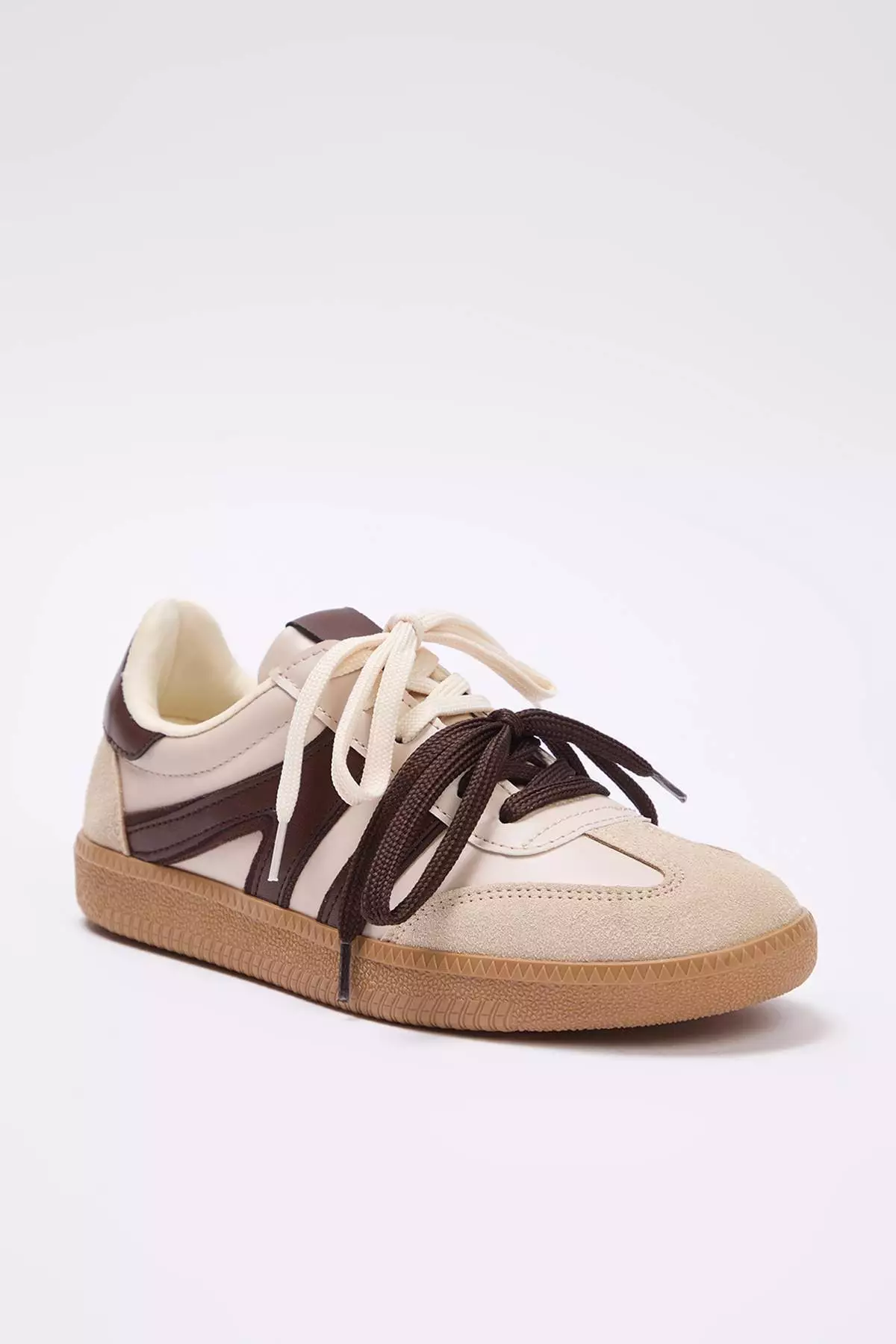 Brown Multi-Colored Two Lace-Up Dual-Use Women'S Retro Sneakers Takaw26Sn00017