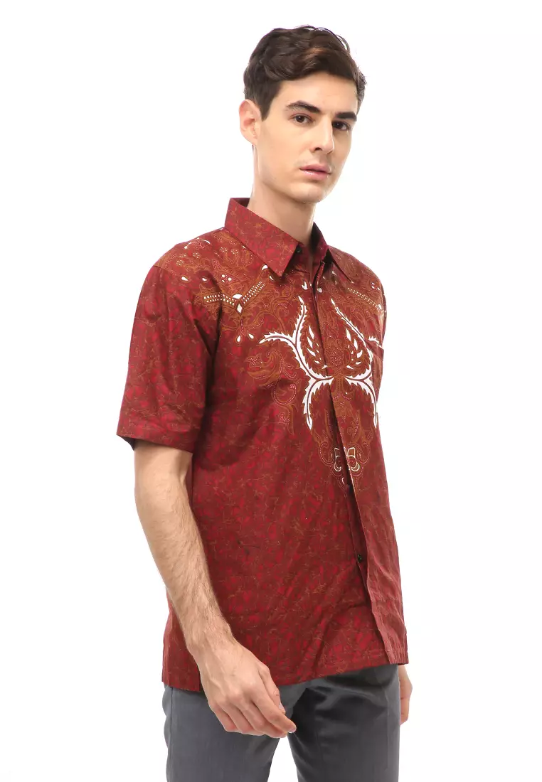 Kendrick Atasan Formal Kemeja Batik Pria Rakha Short Sleeve Full Furing Material Cotton ORIGINAL