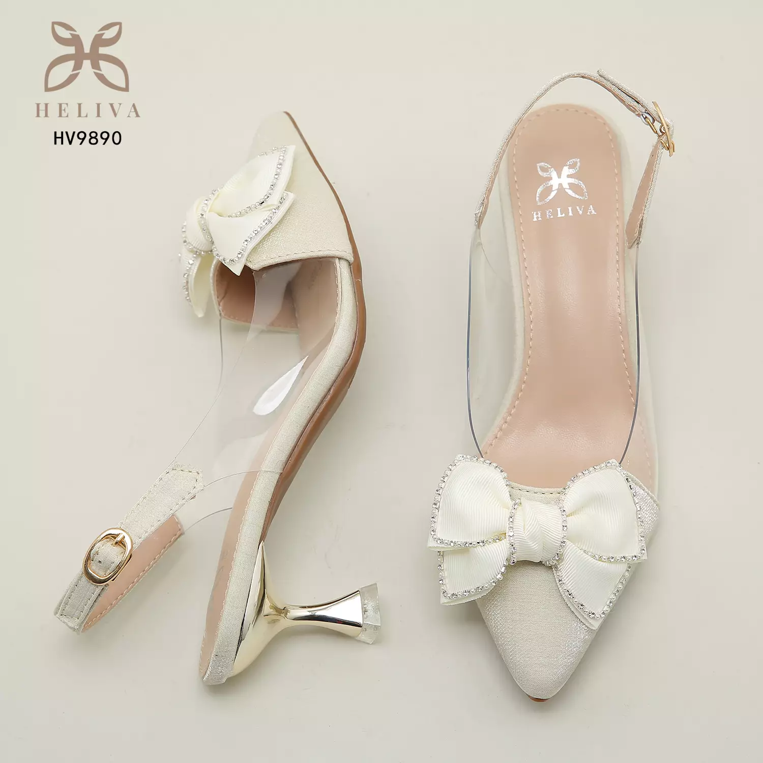 Heliva Linda High Heels Women Sling Back Shoes Butterfly Bow