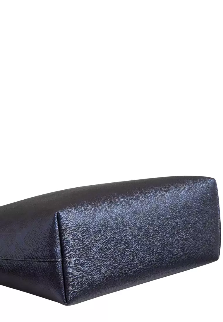 Fiona Zip Tote Bag In Signature Canvas - Blue/ Navy CW396