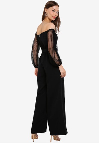 Jual Paper Dolls Bandeau Jumpsuit With Exaggerated Mesh Sleeves