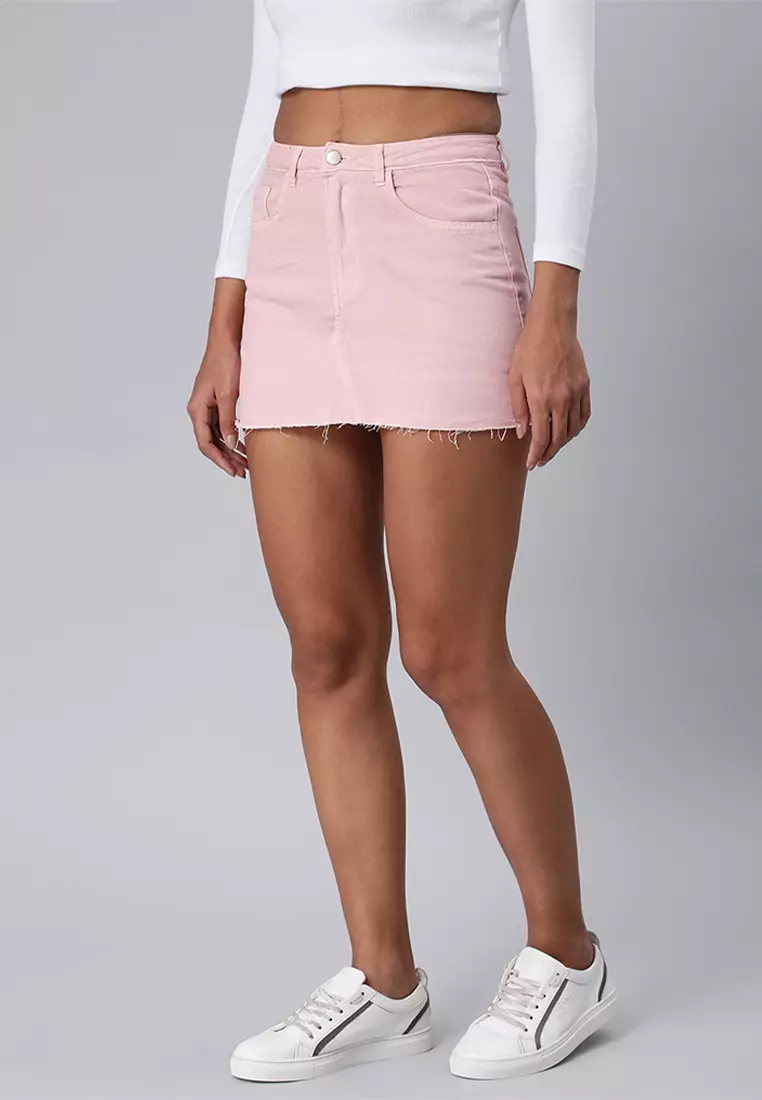 Light pink hot sale jean skirt