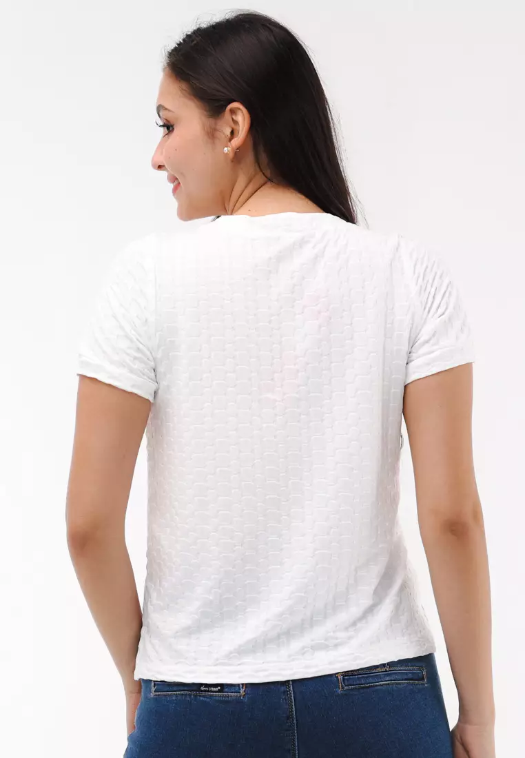 Honey Comb Knits Short Sleeves Blouse