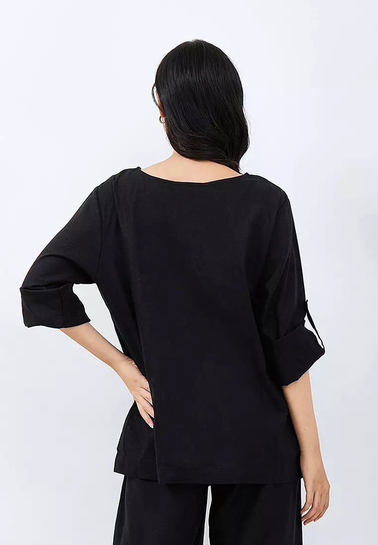 Jual Julia Owers Baju Blouse Wanita YUMIKO Black Original 2024