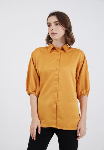 Berrybenka Label yellow Janet Simple Shirt Mustard 9C423AAF377336GS_1