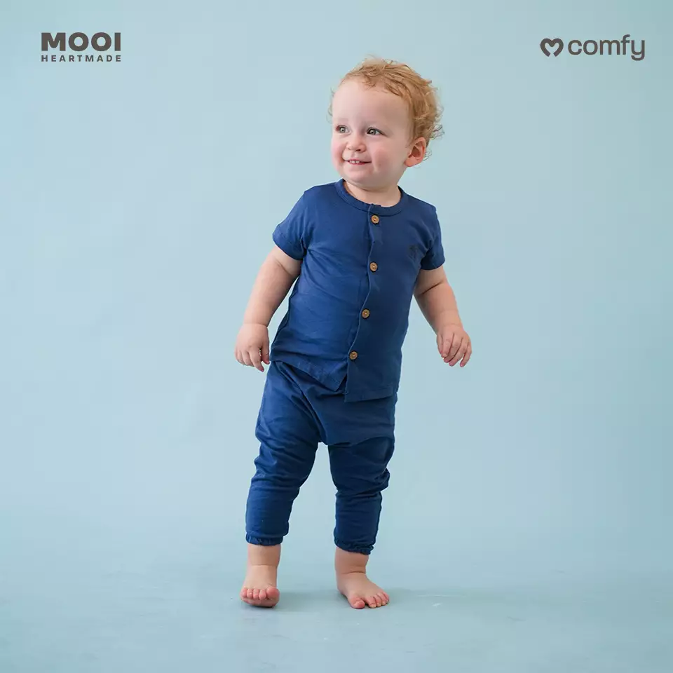 Mooi Setelan Piyama Bayi Comfy Baby Button Pajamas Set - Pink Blossom