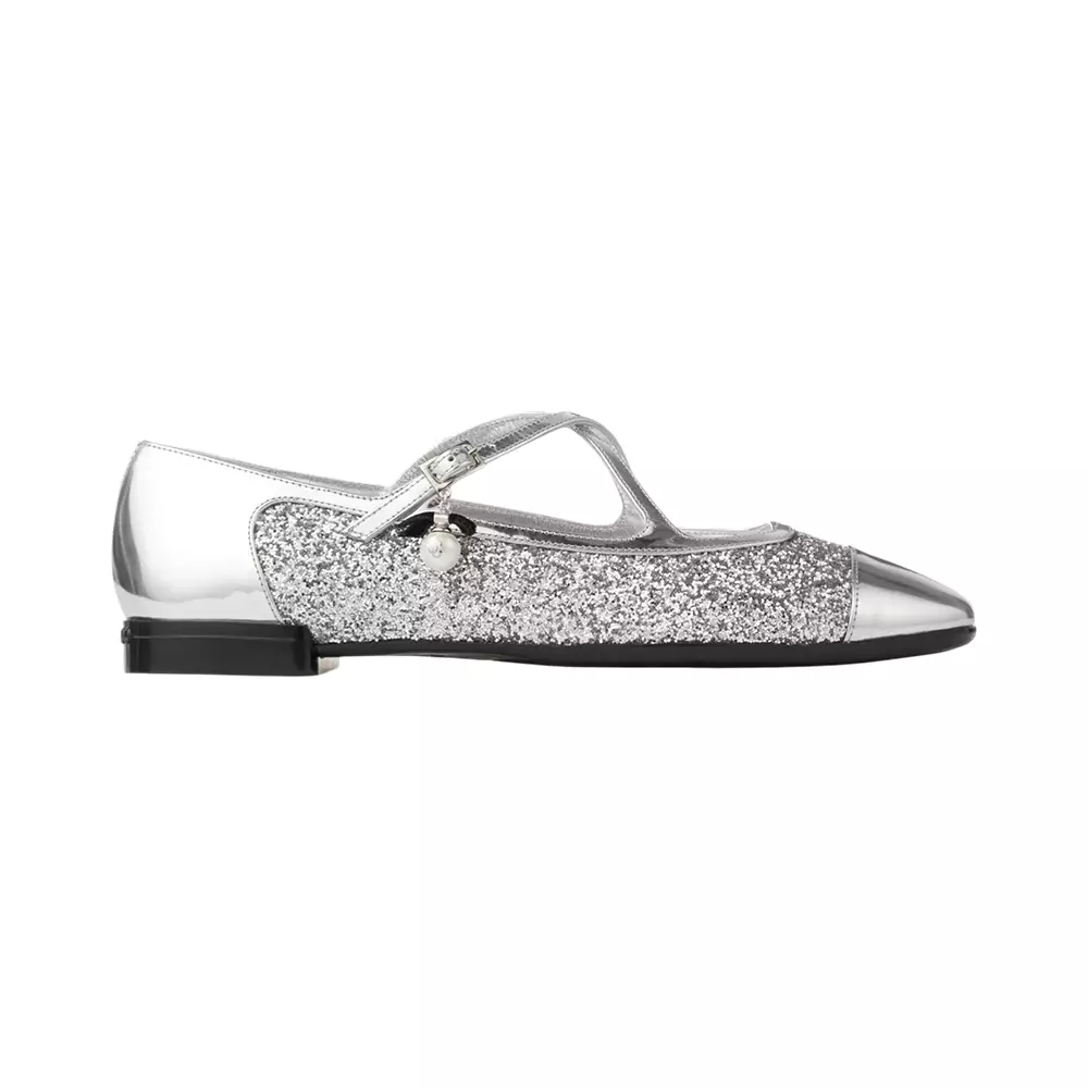 Eleri Ballerina Liquid Metal Leather Silver