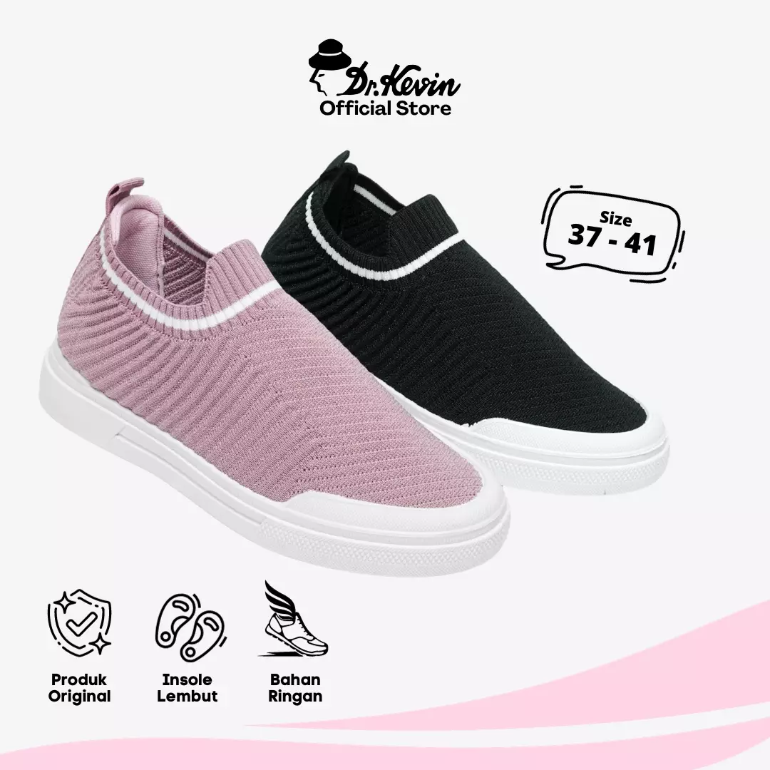 Dr. Kevin Sepatu Olahraga Wanita Sneakers Flyknit Slip On 589-059