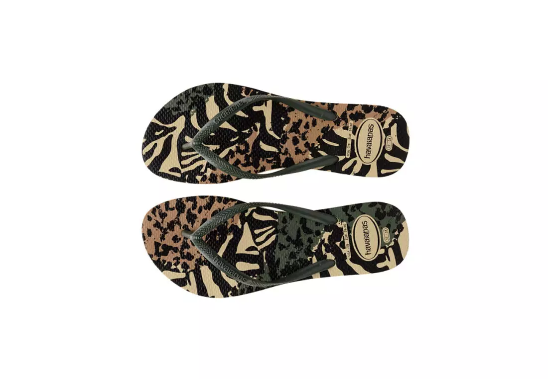 havaianas slim animals green olive