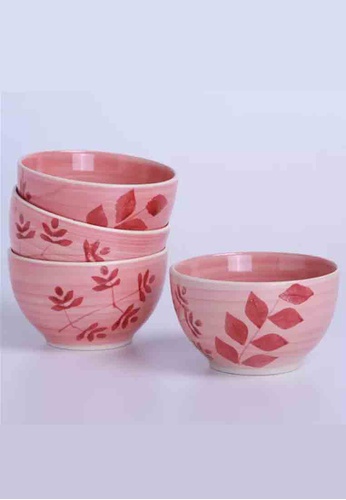 Newage Newage 4 Pcs Hand Painted Stoneware Bowl Set / Cereal Bowl - Ruby Red 84E06HL33A93BDGS_1