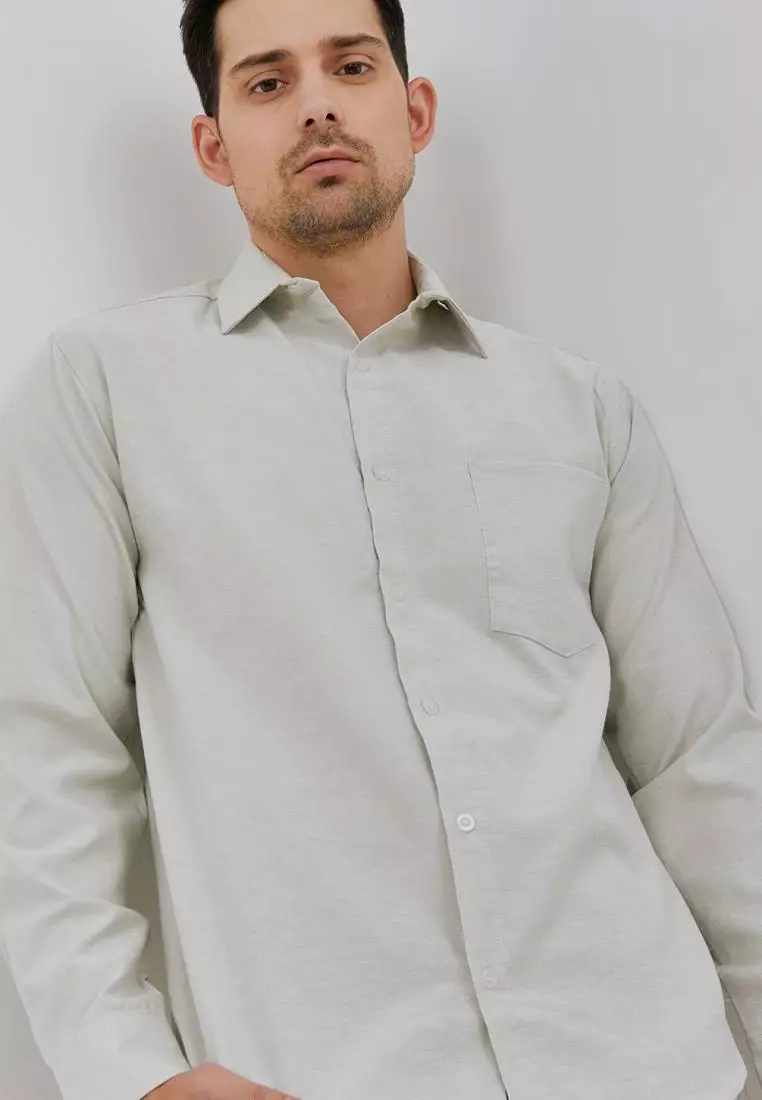 Paulmay Kemeja Pria Reguler Fit Oxford Soft Olive Shirts